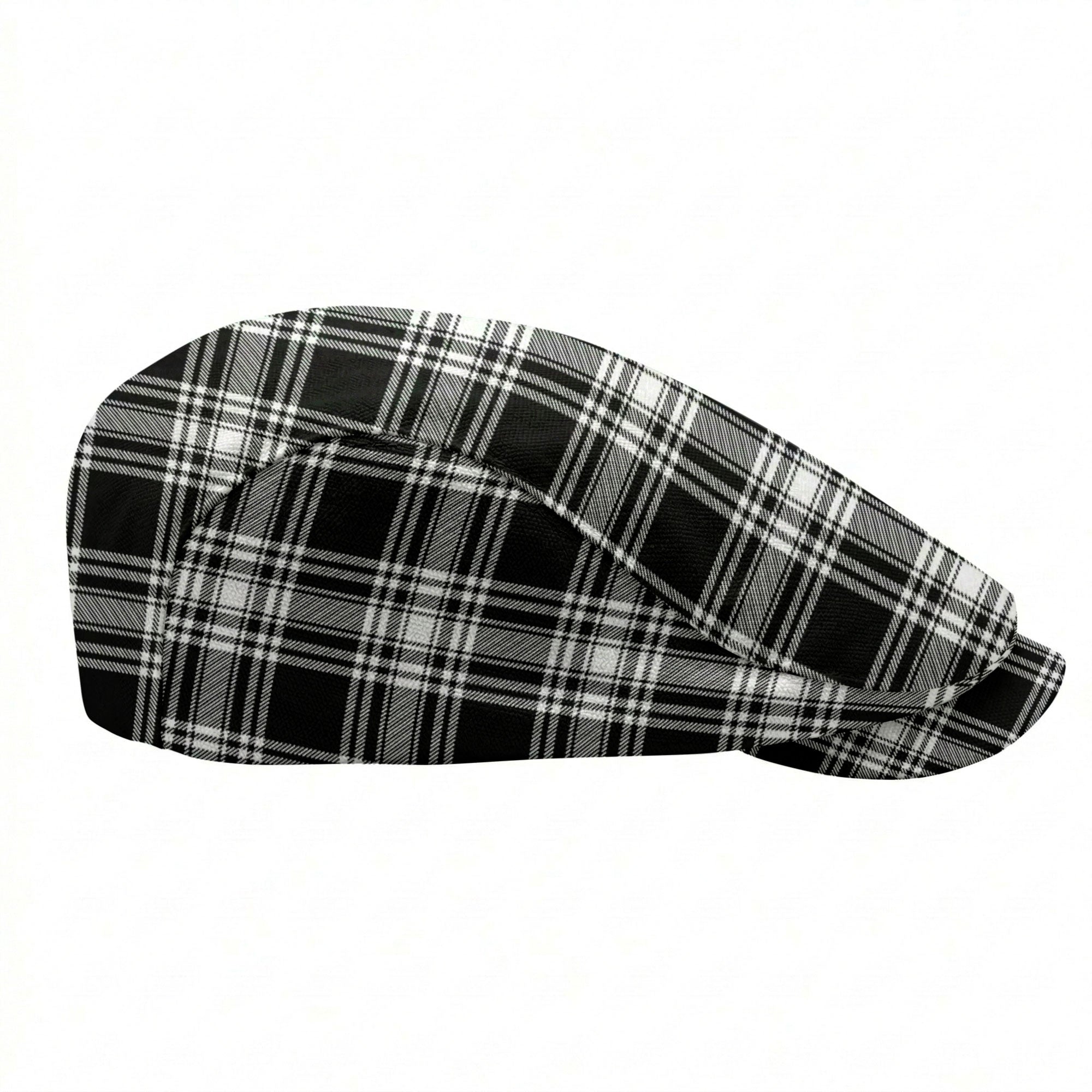 Menzies Black - White Modern Tartan Flat Caps