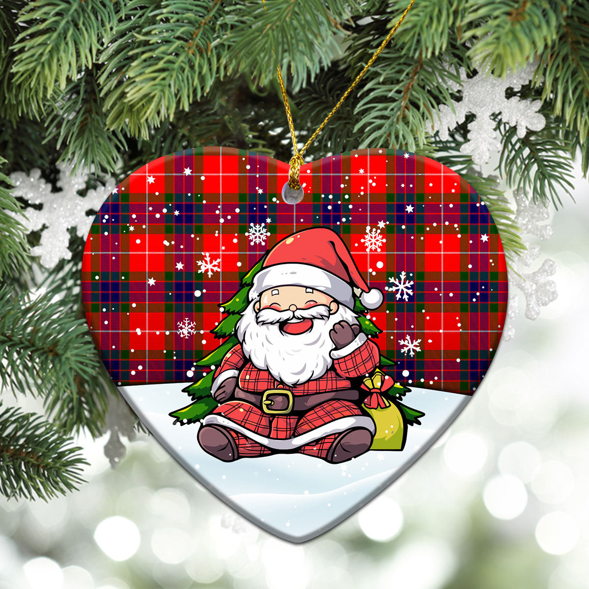 Abernathy Tartan Christmas Ceramic Ornament - Scottish Santa Style