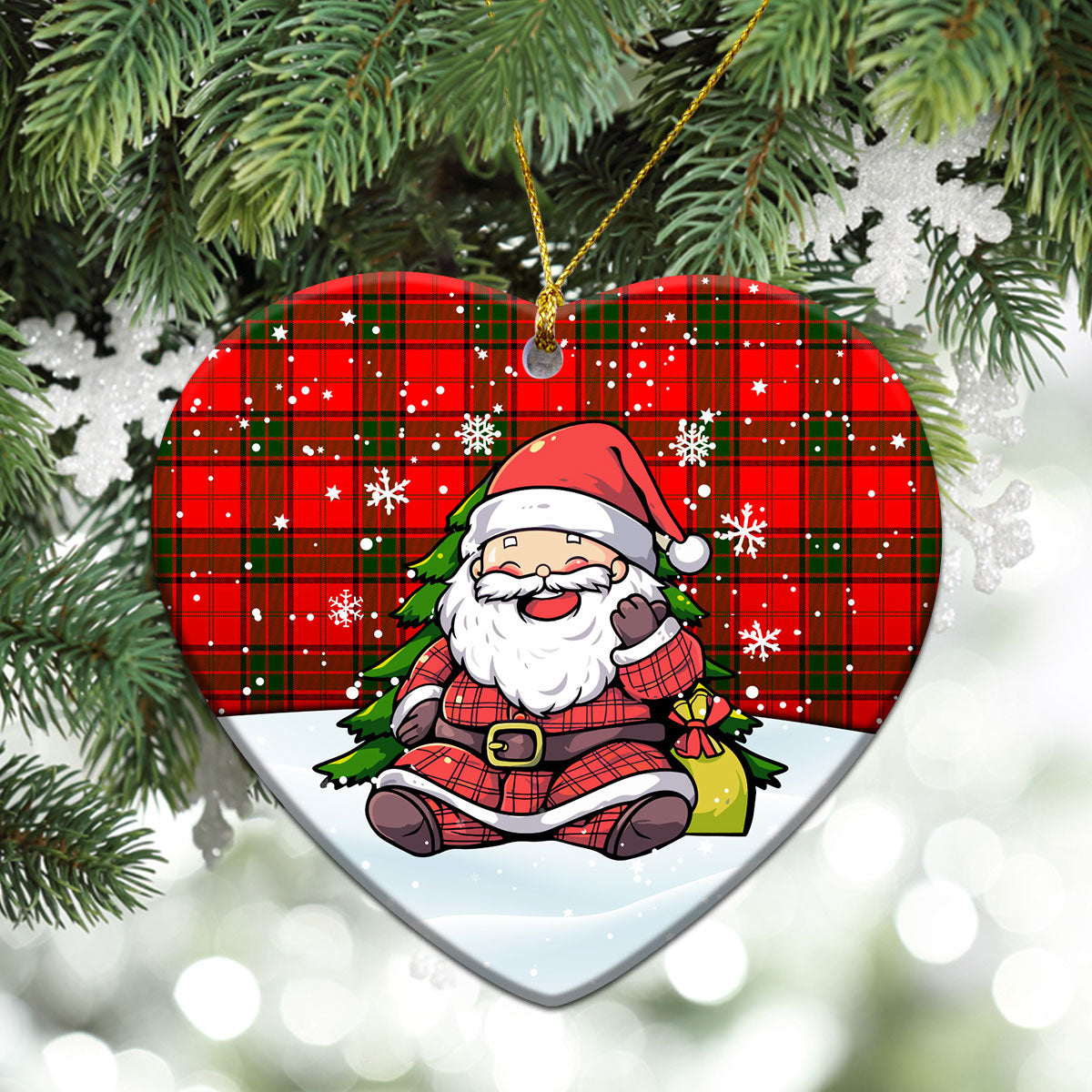 Adair Modern Tartan Christmas Ceramic Ornament - Scottish Santa Style