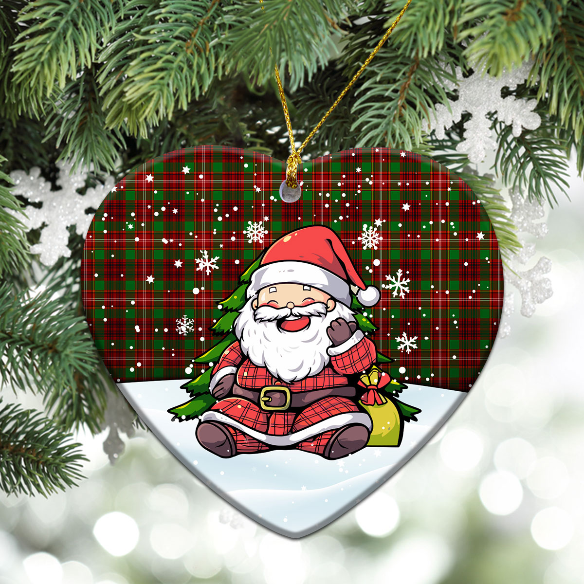 Ainslie Tartan Christmas Ceramic Ornament - Scottish Santa Style