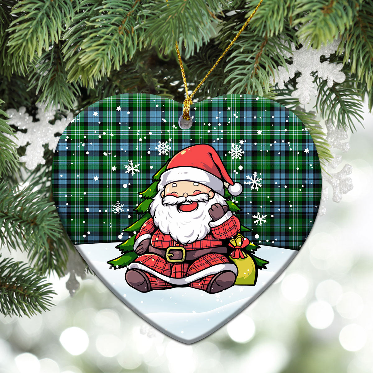 Arbuthnot Ancient Tartan Christmas Ceramic Ornament - Scottish Santa Style