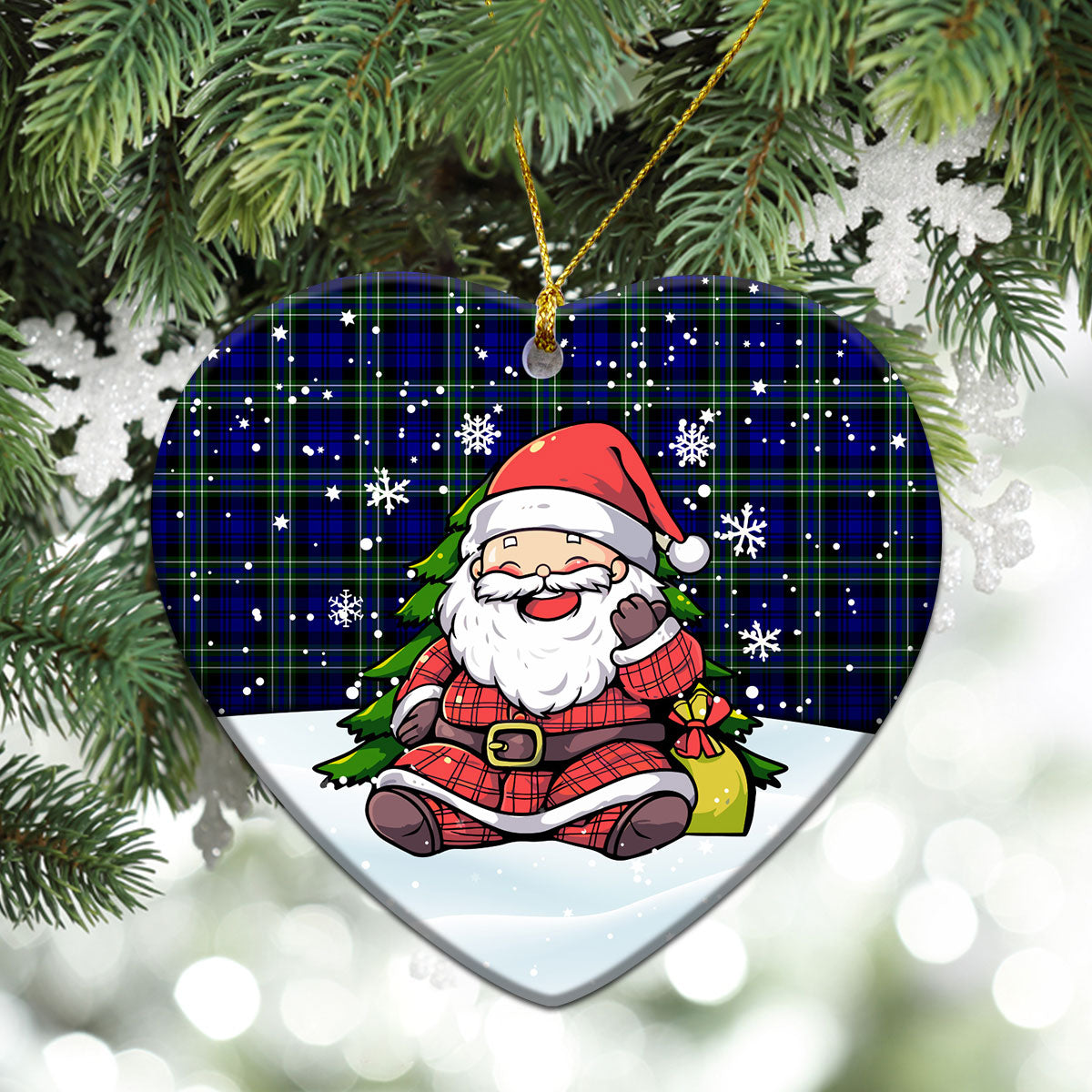 Arbuthnot Modern Tartan Christmas Ceramic Ornament - Scottish Santa Style