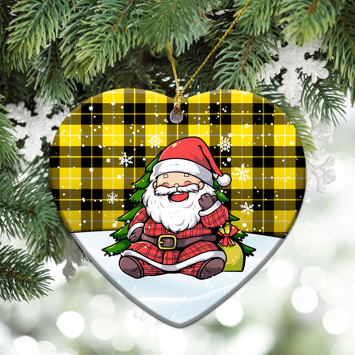 Barclay Dress Modern Tartan Christmas Ceramic Ornament - Scottish Santa Style