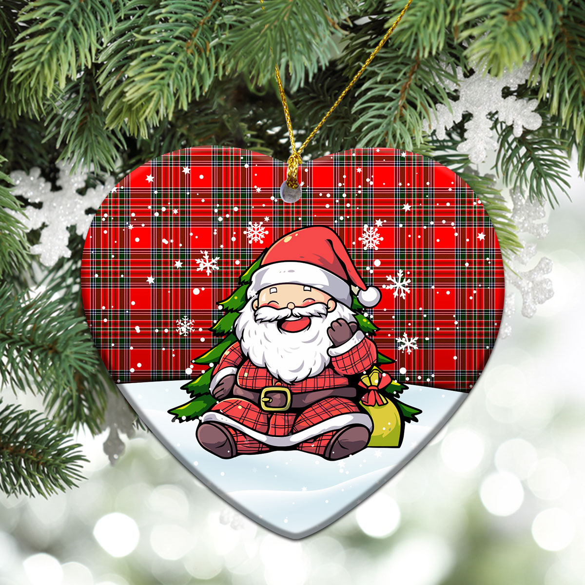Binning (of Wallifoord) Tartan Christmas Ceramic Ornament - Scottish Santa Style