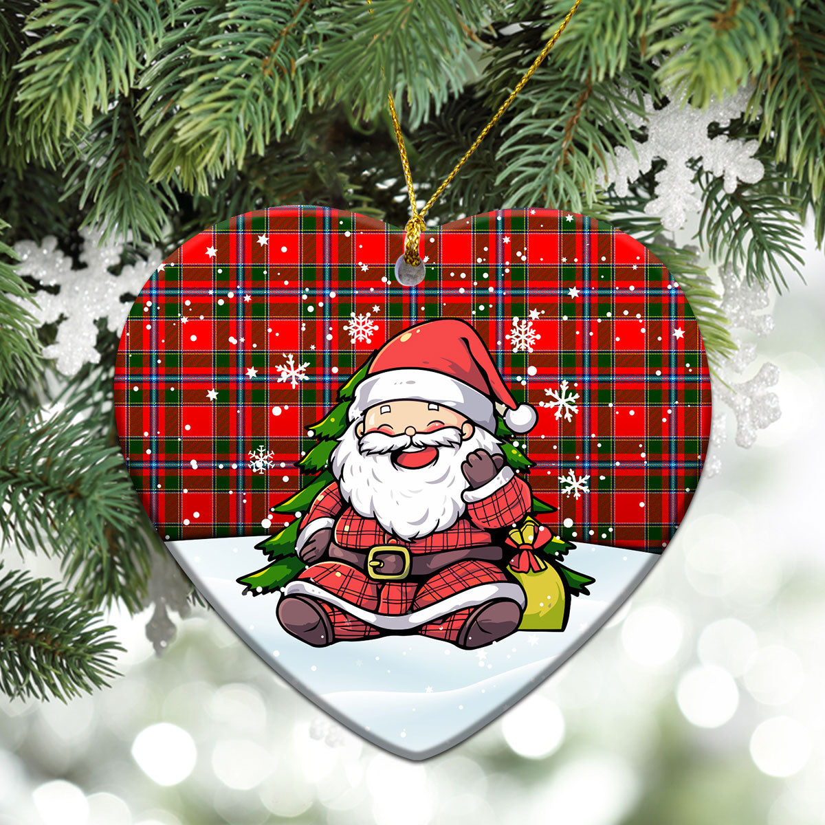Butter Tartan Christmas Ceramic Ornament - Scottish Santa Style