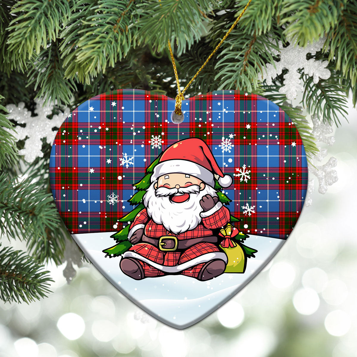 Dalmahoy Tartan Christmas Ceramic Ornament - Scottish Santa Style