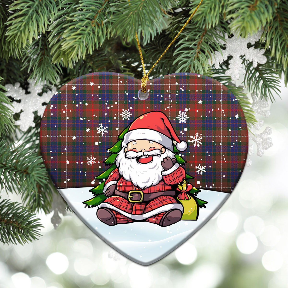 Fraser (of Lovat) Hunting Modern Tartan Christmas Ceramic Ornament - Scottish Santa Style
