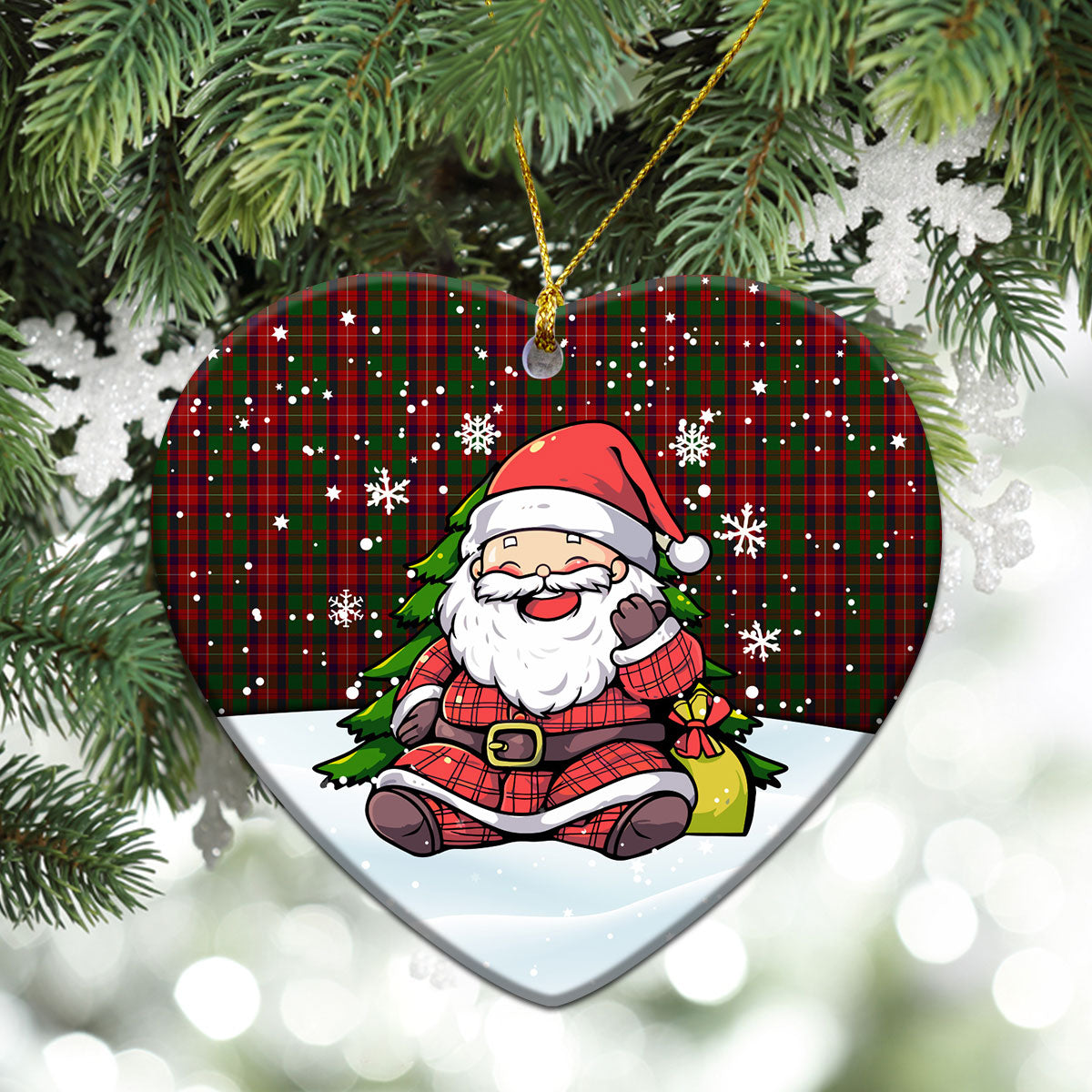 Ged Tartan Christmas Ceramic Ornament - Scottish Santa Style