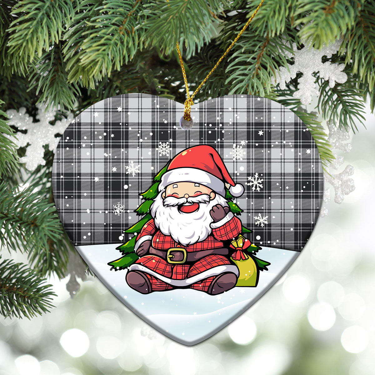 Glen Tartan Christmas Ceramic Ornament - Scottish Santa Style