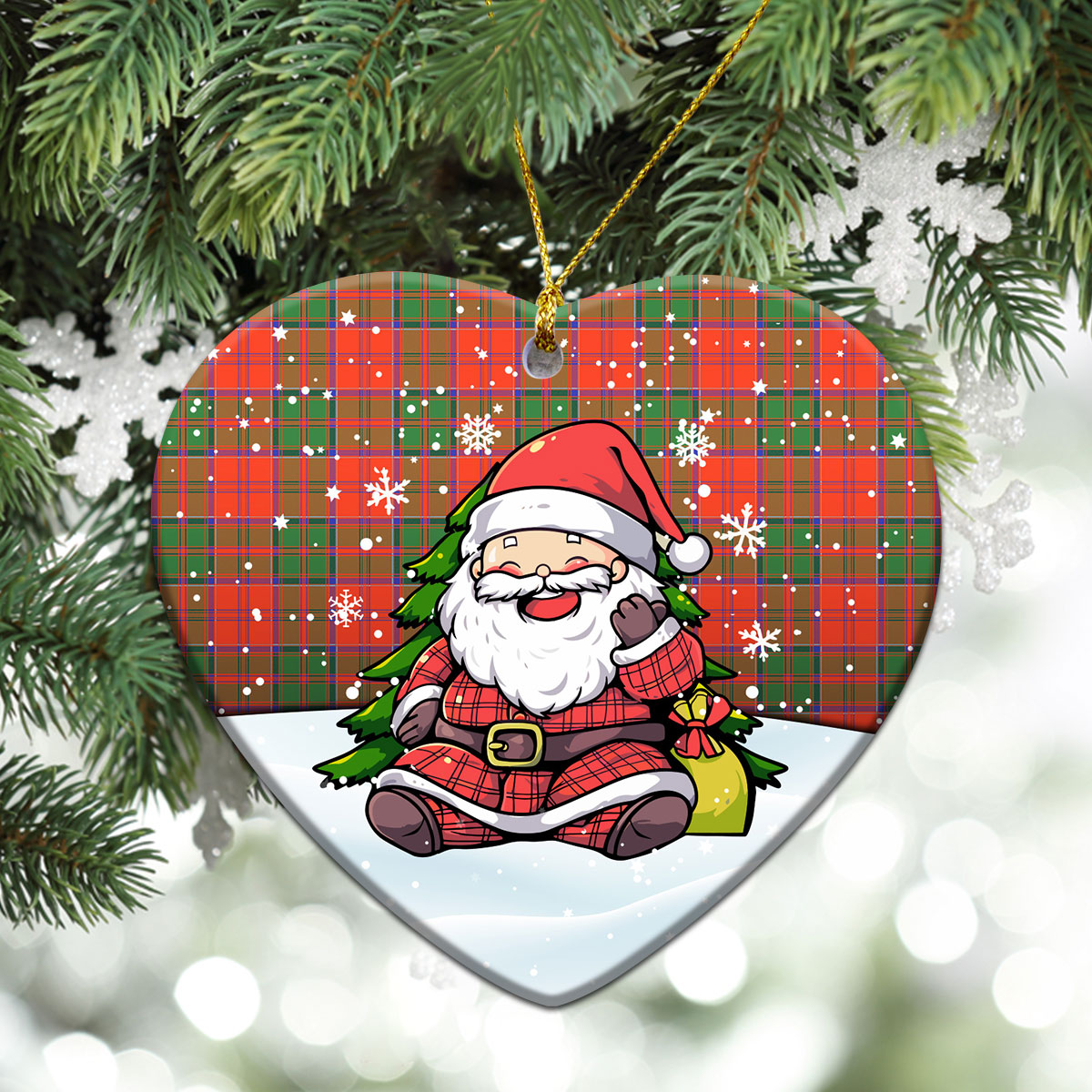 Grant Ancient Tartan Christmas Ceramic Ornament - Scottish Santa Style