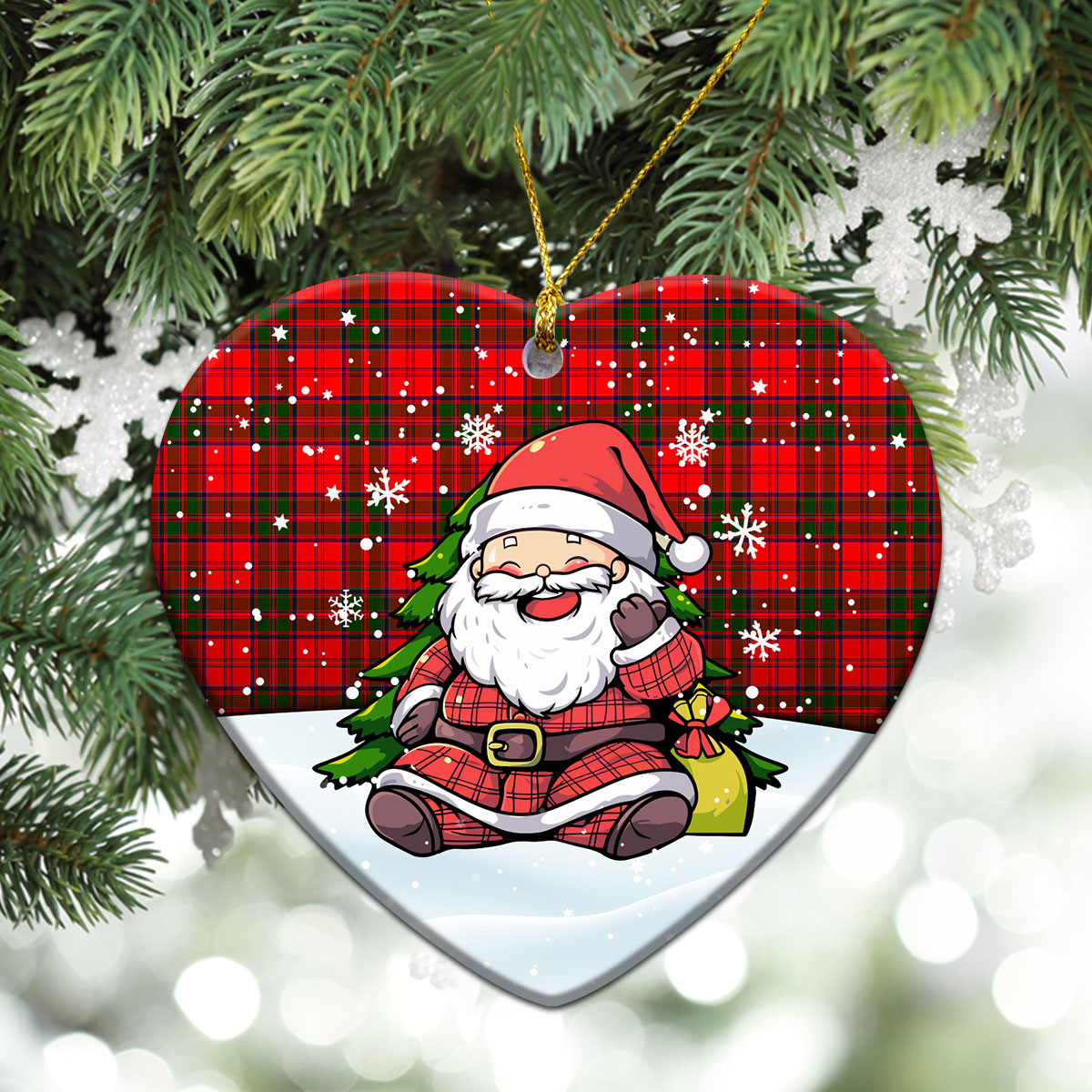 Grant Modern Tartan Christmas Ceramic Ornament - Scottish Santa Style