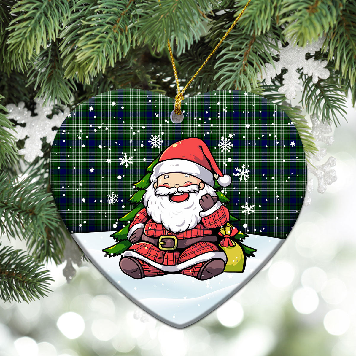 Haliburton Tartan Christmas Ceramic Ornament - Scottish Santa Style