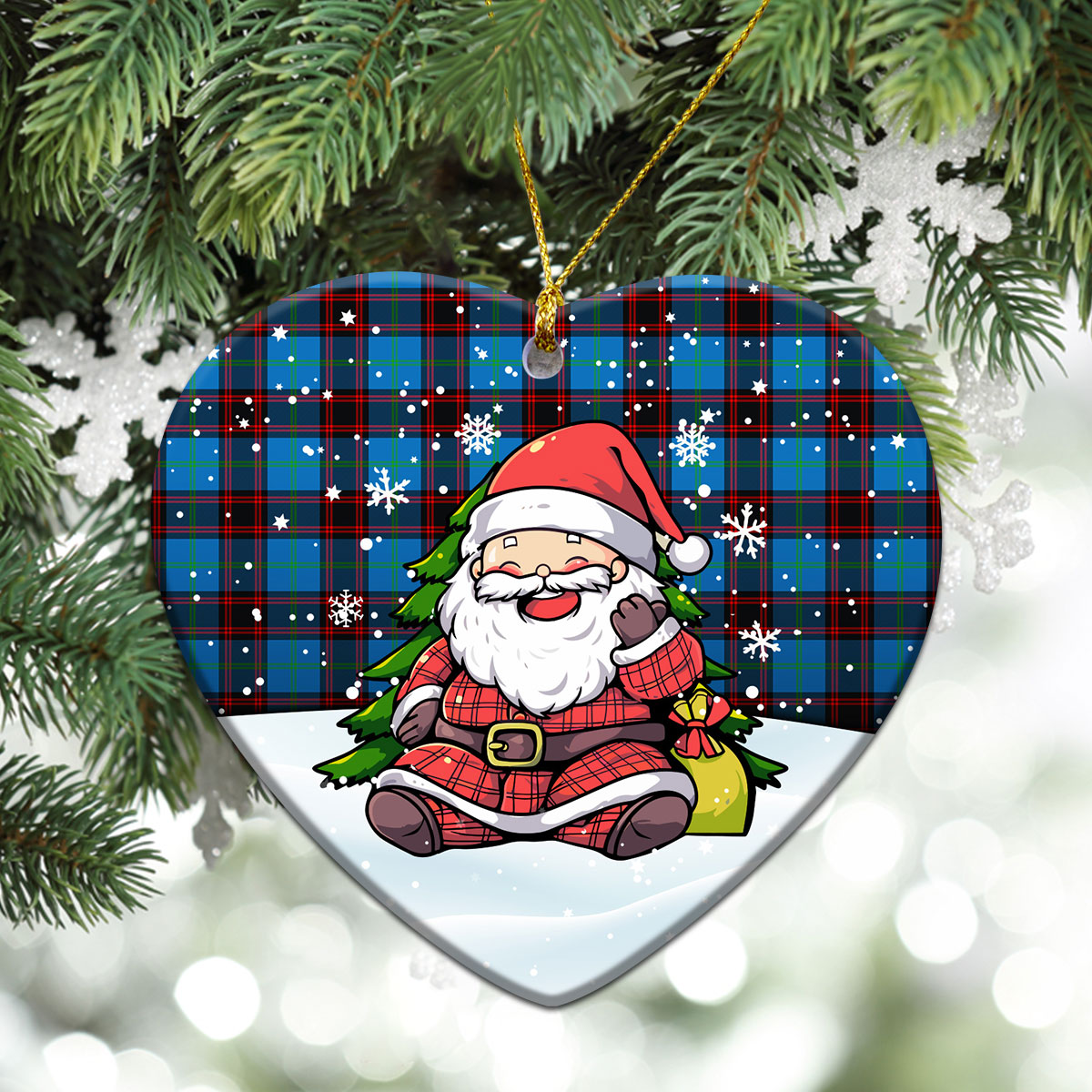 Home Ancient Tartan Christmas Ceramic Ornament - Scottish Santa Style