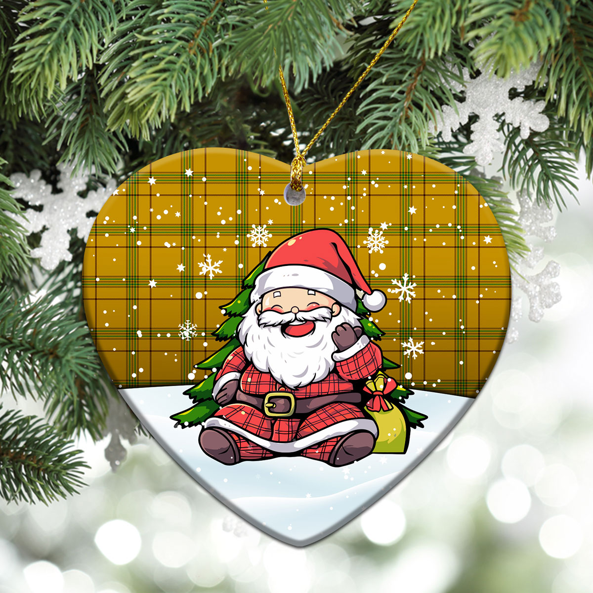 Houston Tartan Christmas Ceramic Ornament - Scottish Santa Style