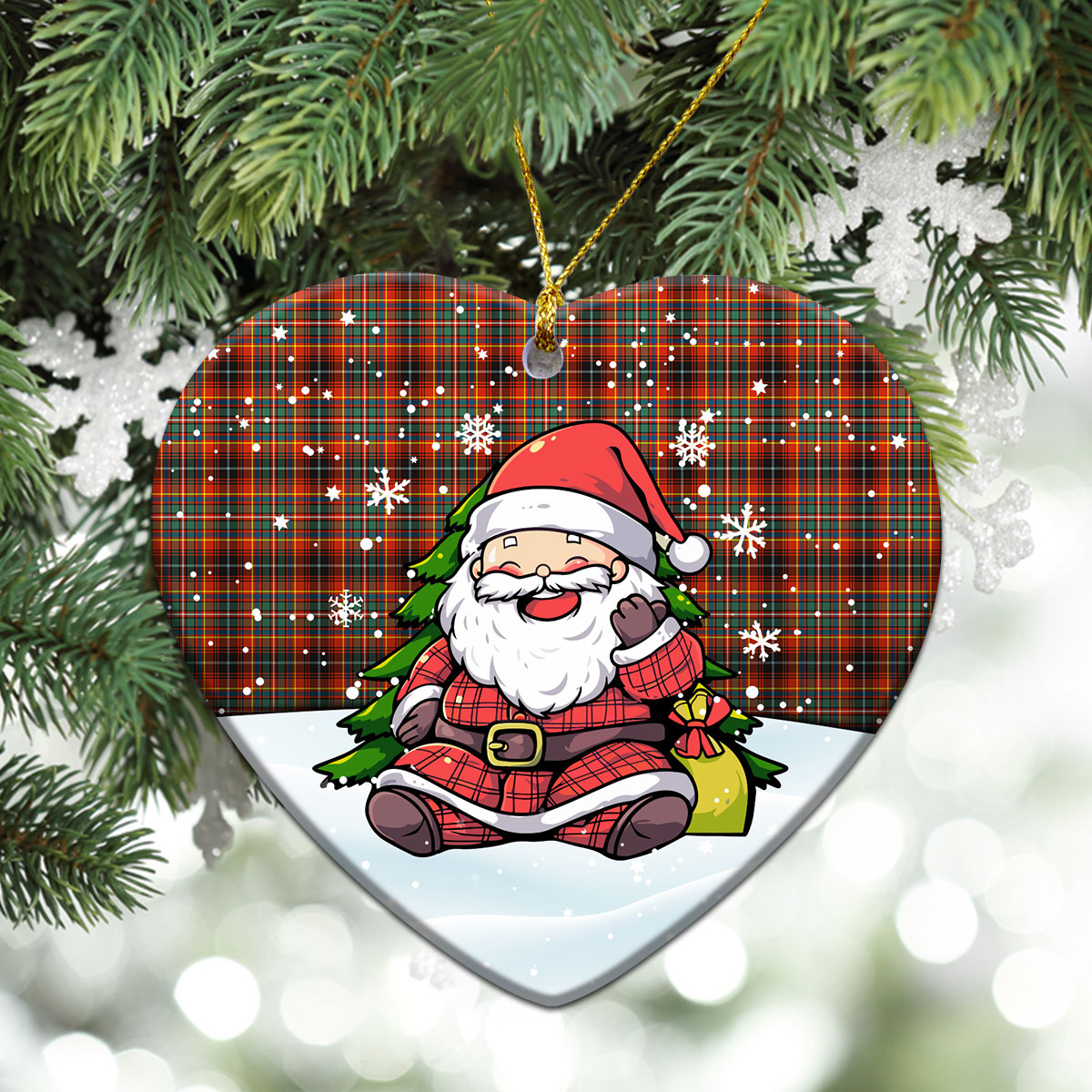 Innes Ancient Tartan Christmas Ceramic Ornament - Scottish Santa Style