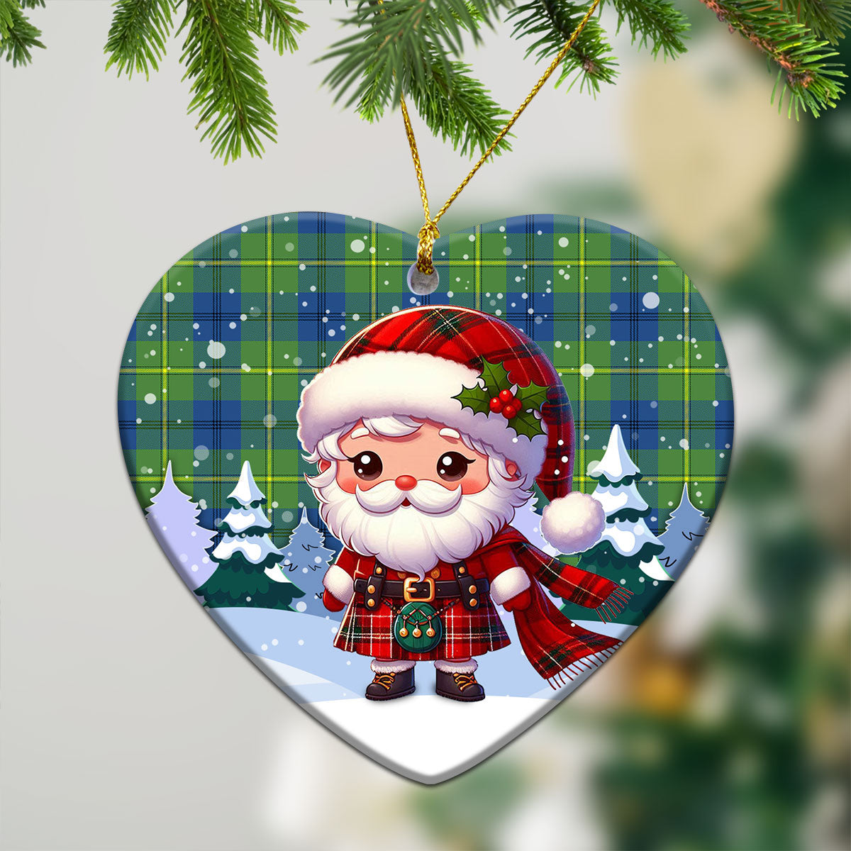 Johnson Ancient Tartan Christmas Ceramic Ornament - Santa Claus In Kilt Style