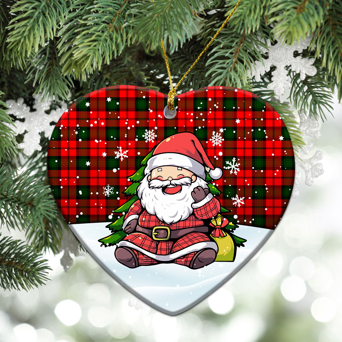 Kerr Modern Tartan Christmas Ceramic Ornament - Scottish Santa Style
