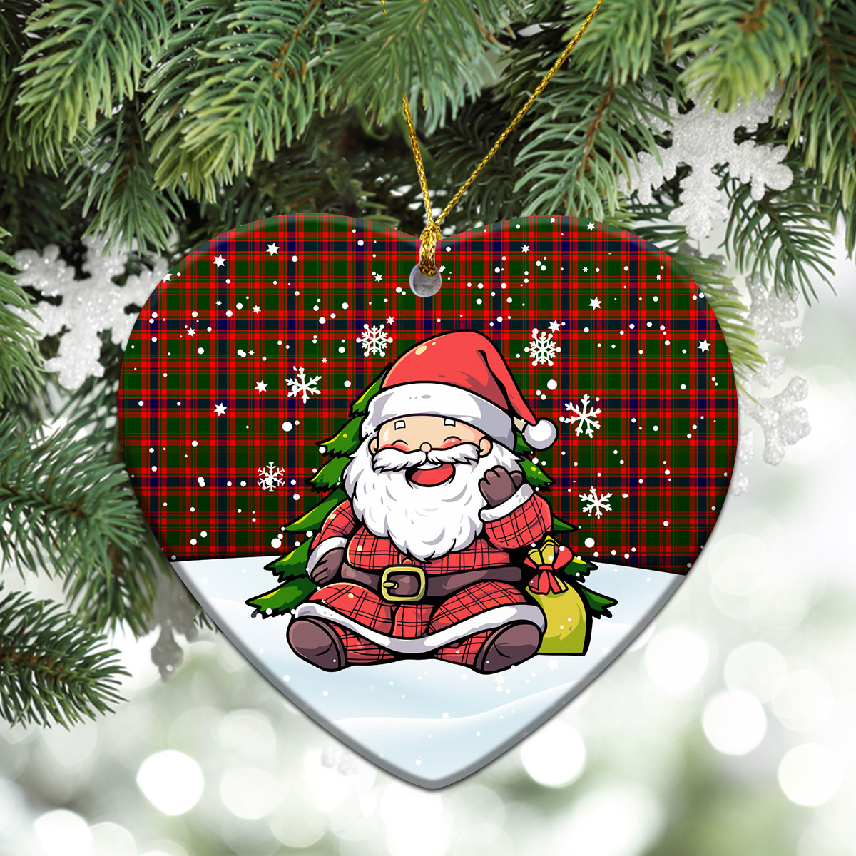 Kinninmont Tartan Christmas Ceramic Ornament - Scottish Santa Style