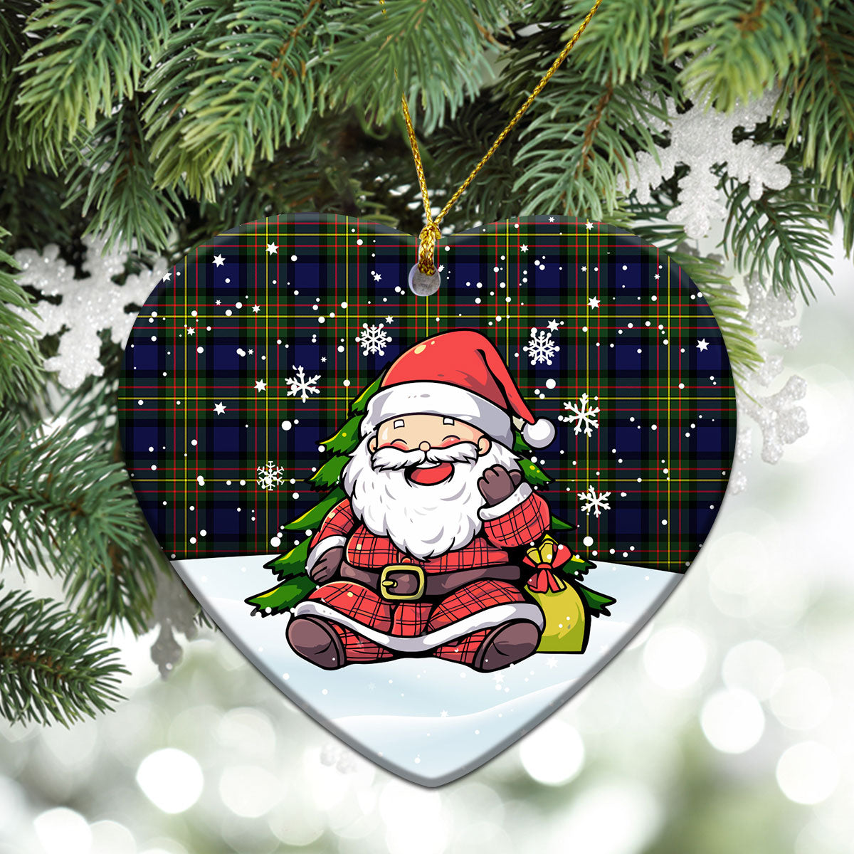 Laws Tartan Christmas Ceramic Ornament - Scottish Santa Style