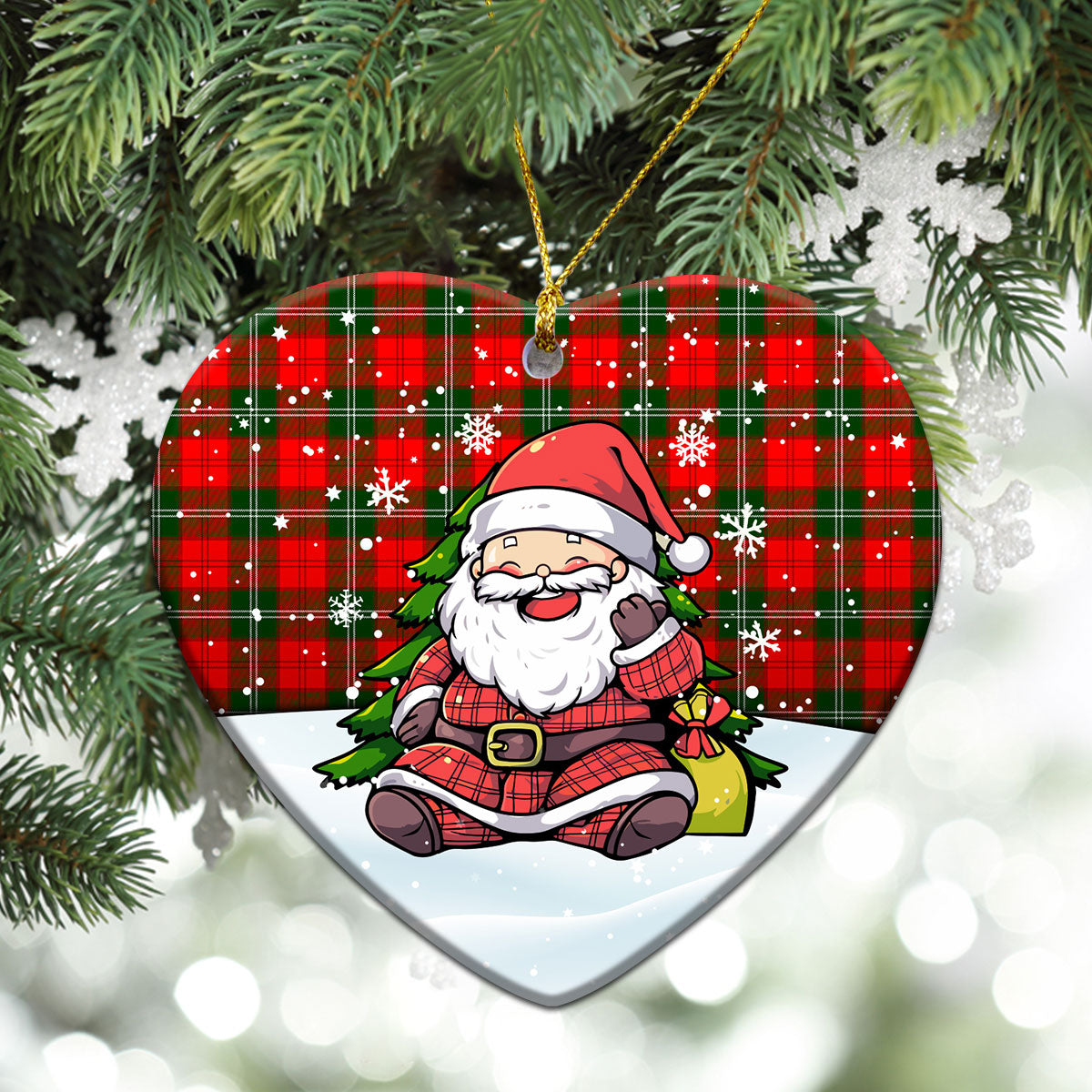 Lennox (Lennox Kincaid) Tartan Christmas Ceramic Ornament - Scottish Santa Style