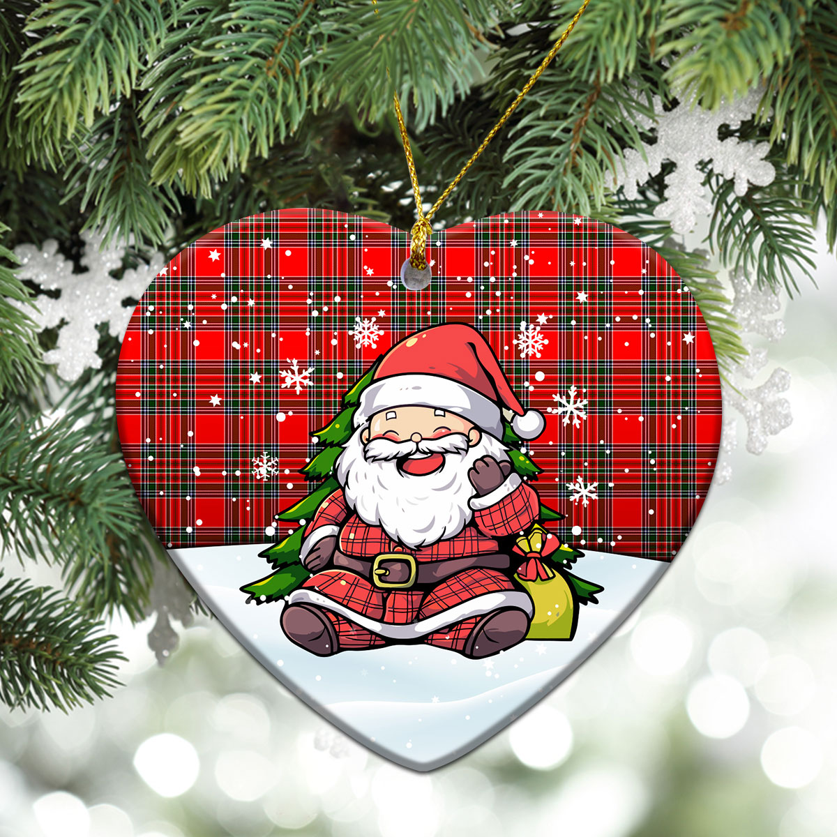 MacBain Tartan Christmas Ceramic Ornament - Scottish Santa Style