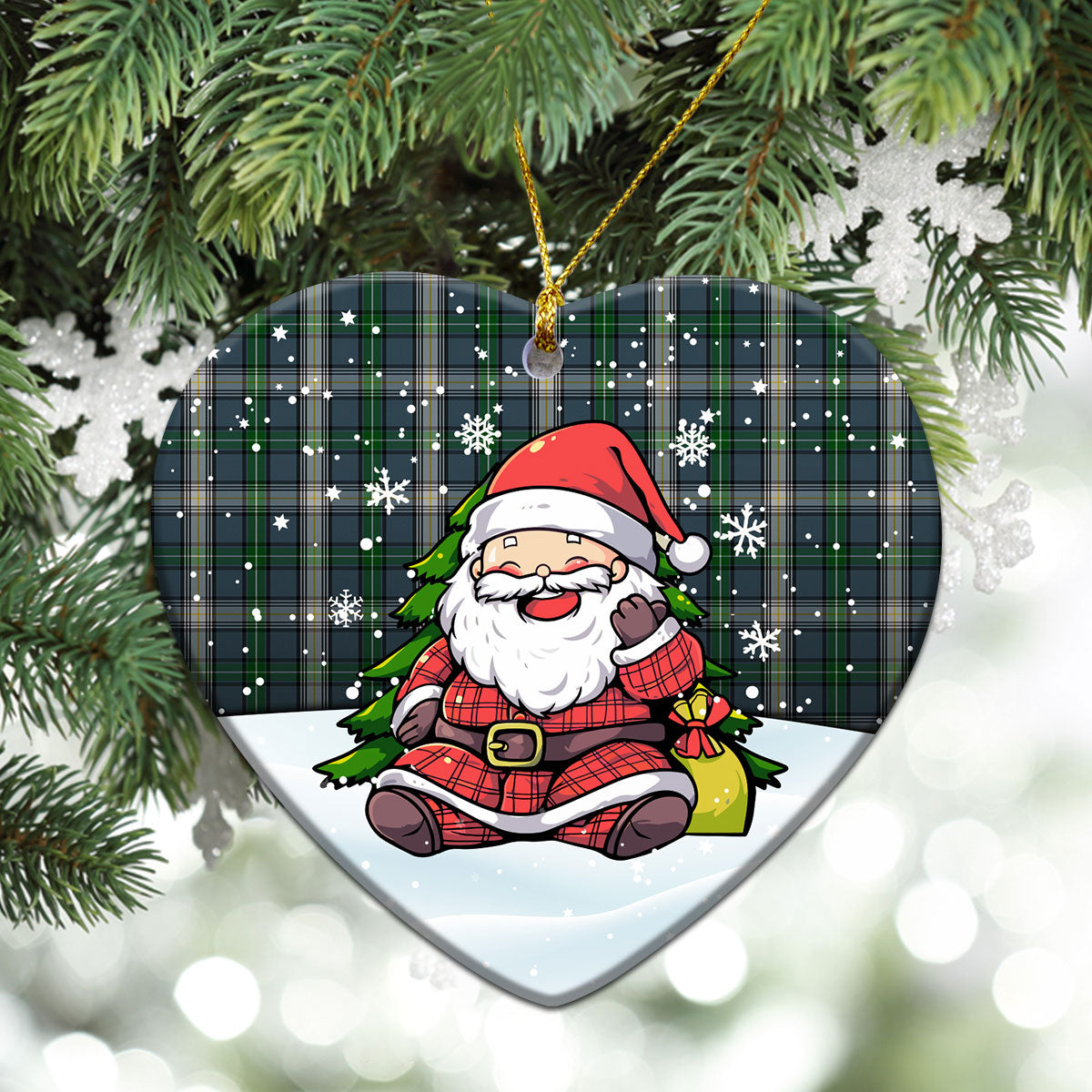 MacDowall Tartan Christmas Ceramic Ornament - Scottish Santa Style