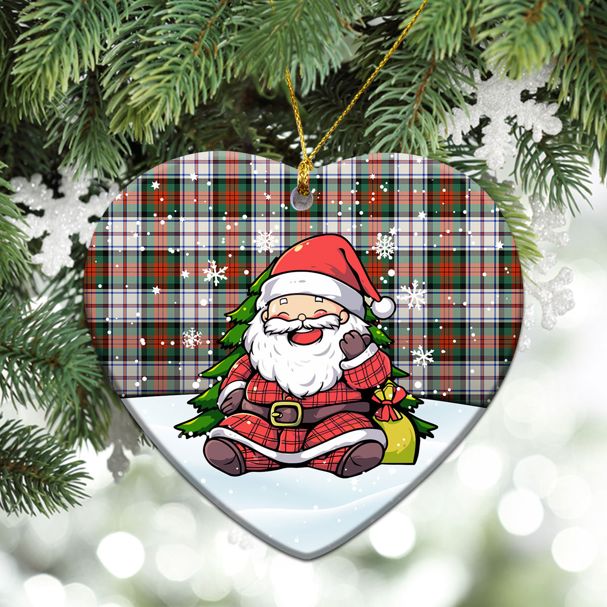 MacDuff Dress Ancient Tartan Christmas Ceramic Ornament - Scottish Santa Style