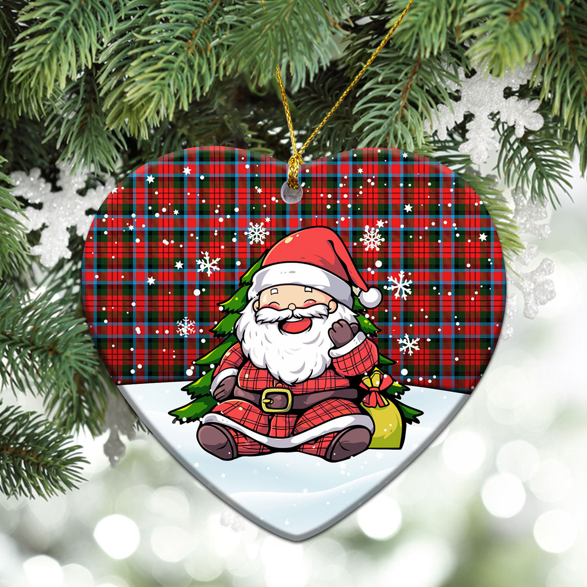 MacDuff Modern Tartan Christmas Ceramic Ornament - Scottish Santa Style