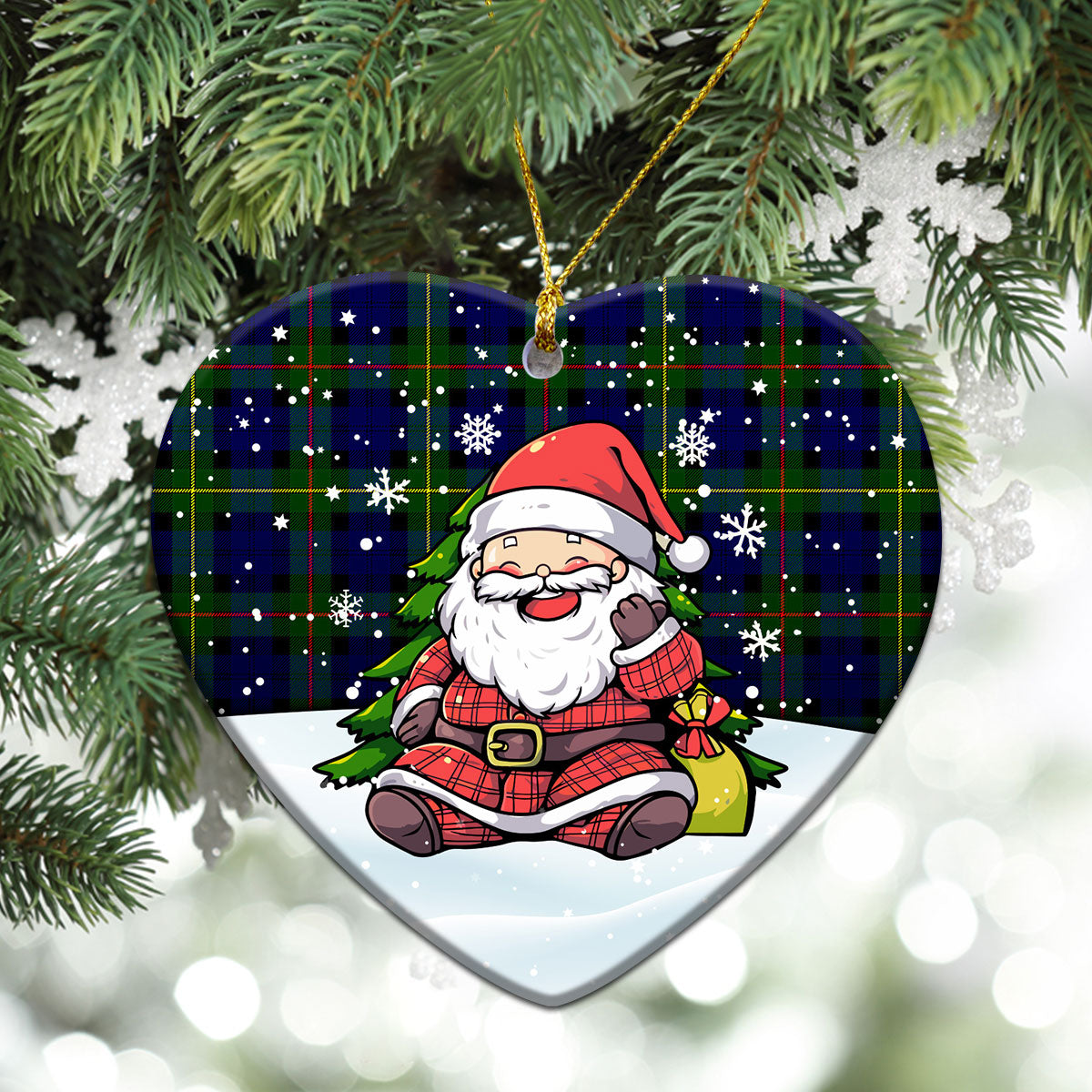 MacEwan Modern Tartan Christmas Ceramic Ornament - Scottish Santa Style