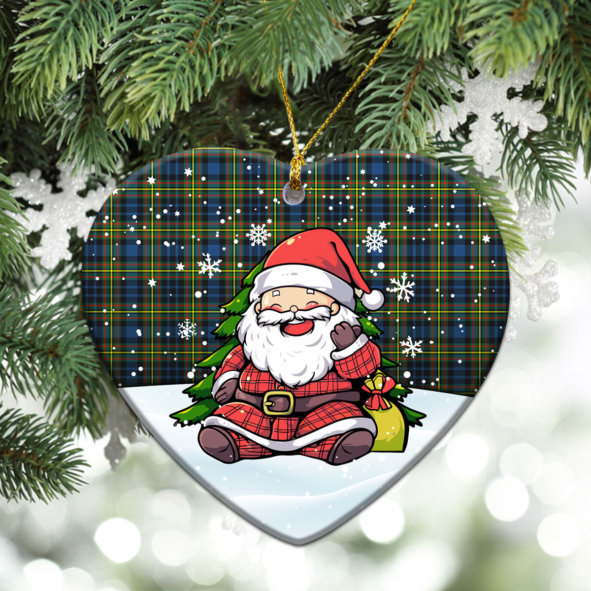 MacLellan Ancient Tartan Christmas Ceramic Ornament - Scottish Santa Style