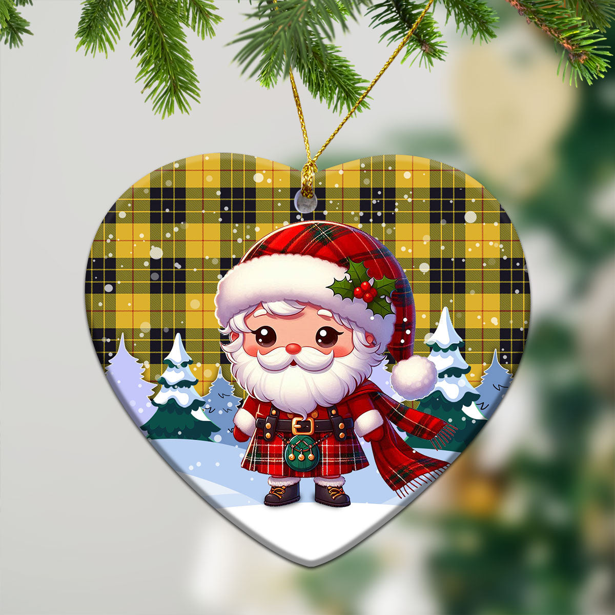 MacLeod of Lewis Ancient Tartan Christmas Ceramic Ornament - Santa Claus In Kilt Style