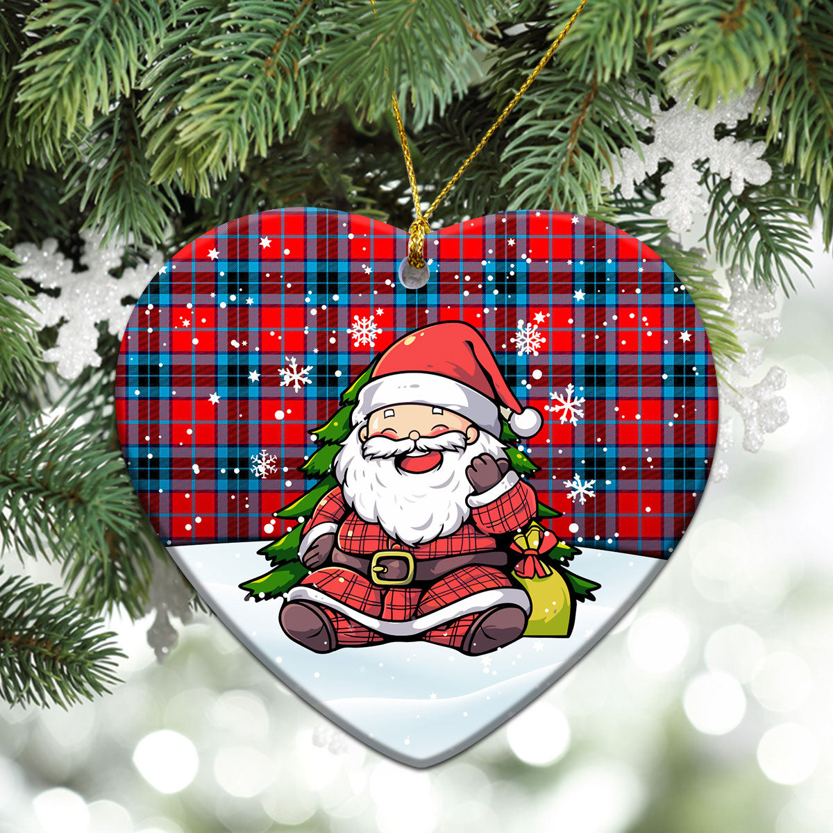 MacTavish Modern Tartan Christmas Ceramic Ornament - Scottish Santa Style