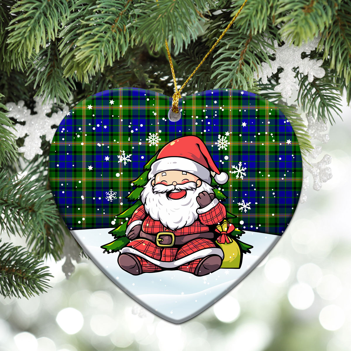 Maitland Tartan Christmas Ceramic Ornament - Scottish Santa Style
