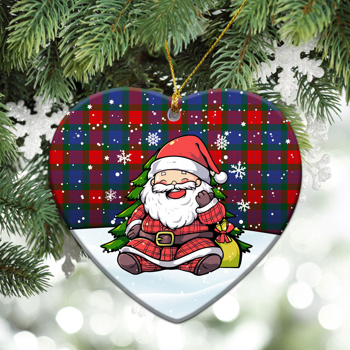 Mar Tartan Christmas Ceramic Ornament - Scottish Santa Style