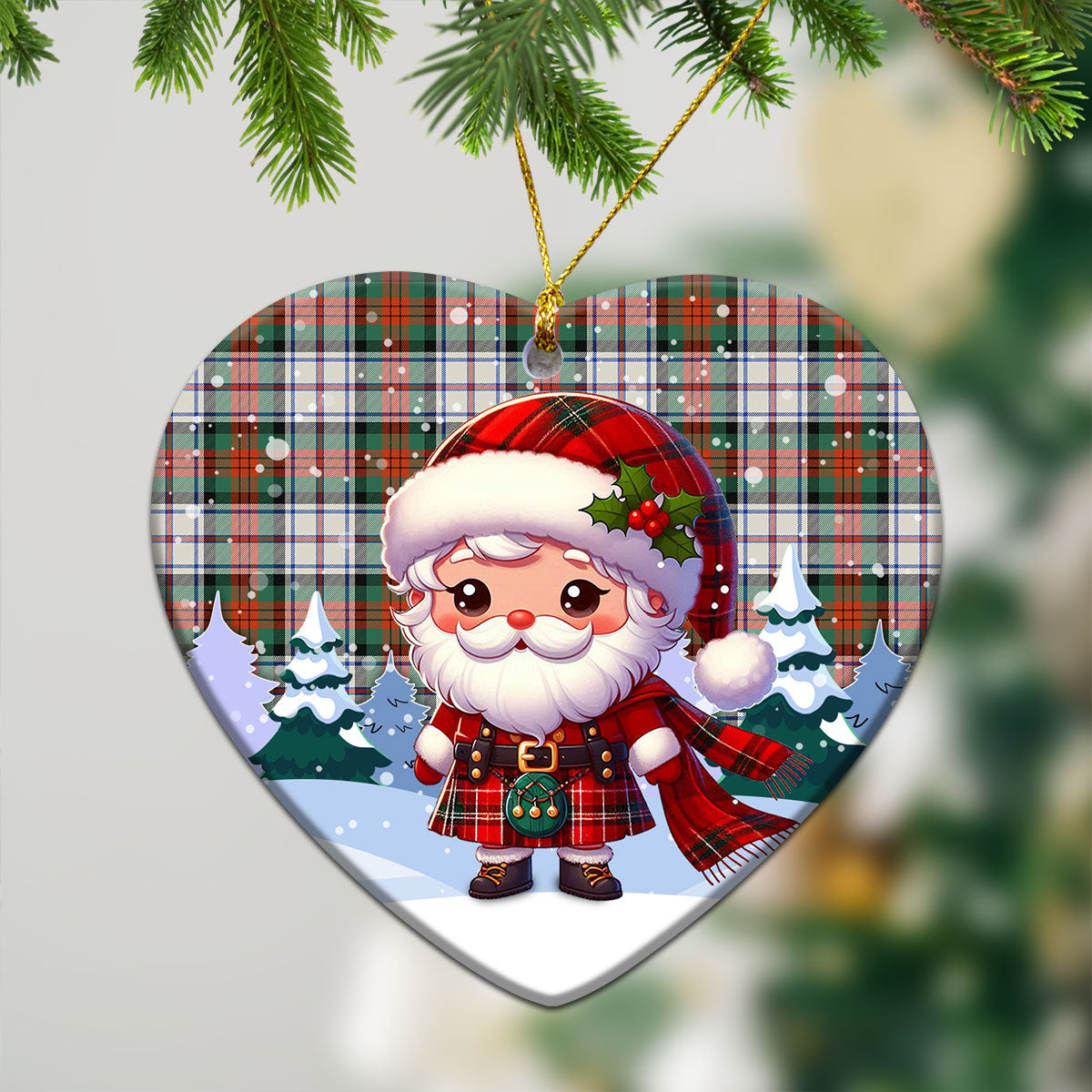McDuff Dress Ancient Tartan Christmas Ceramic Ornament - Santa Claus In Kilt Style