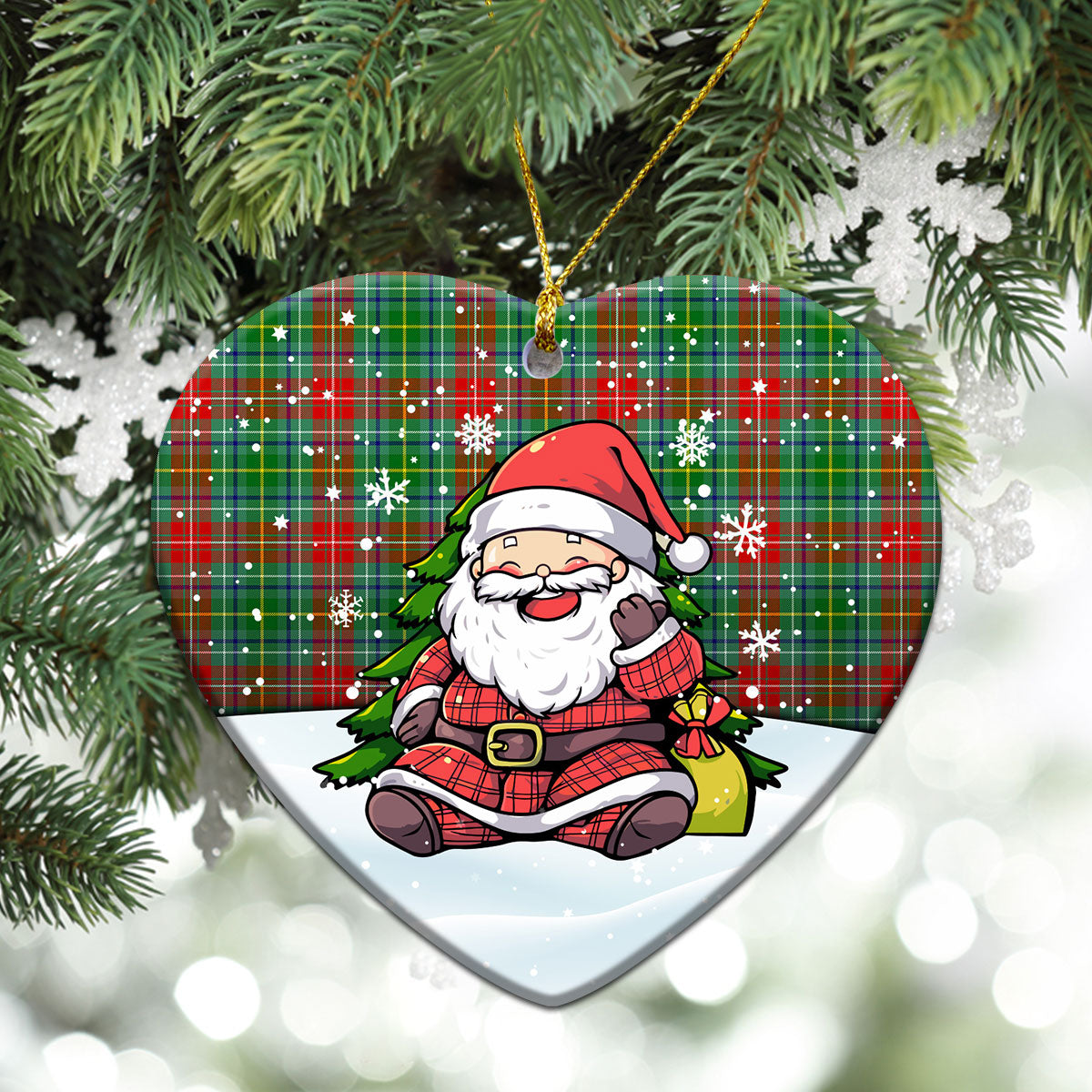 Muirhead Tartan Christmas Ceramic Ornament - Scottish Santa Style