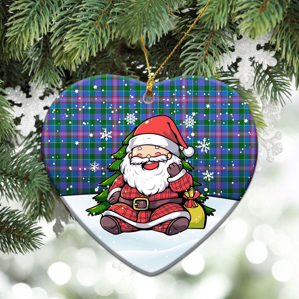 Pitcairn Hunting Tartan Christmas Ceramic Ornament - Scottish Santa Style