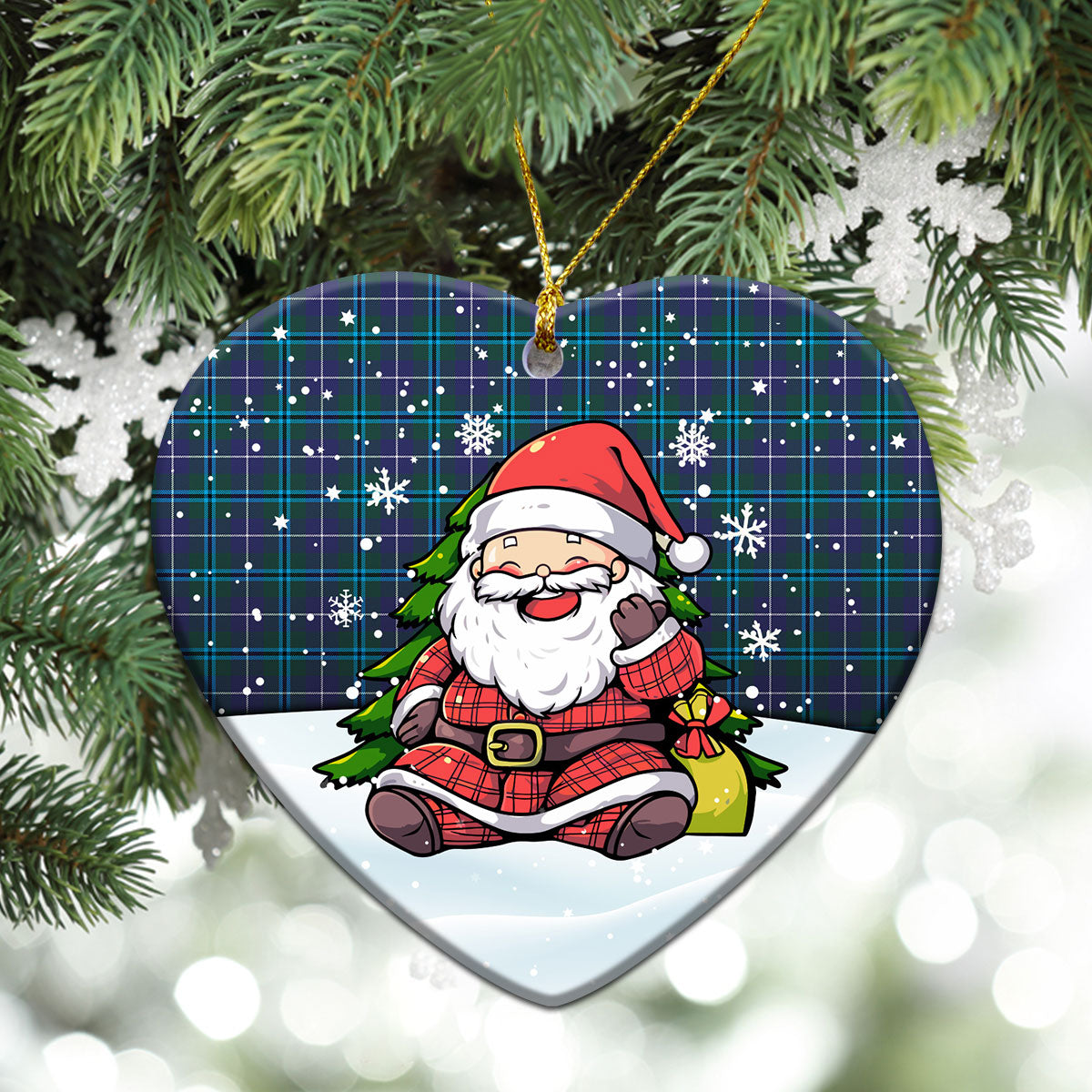 Sandilands Tartan Christmas Ceramic Ornament - Scottish Santa Style