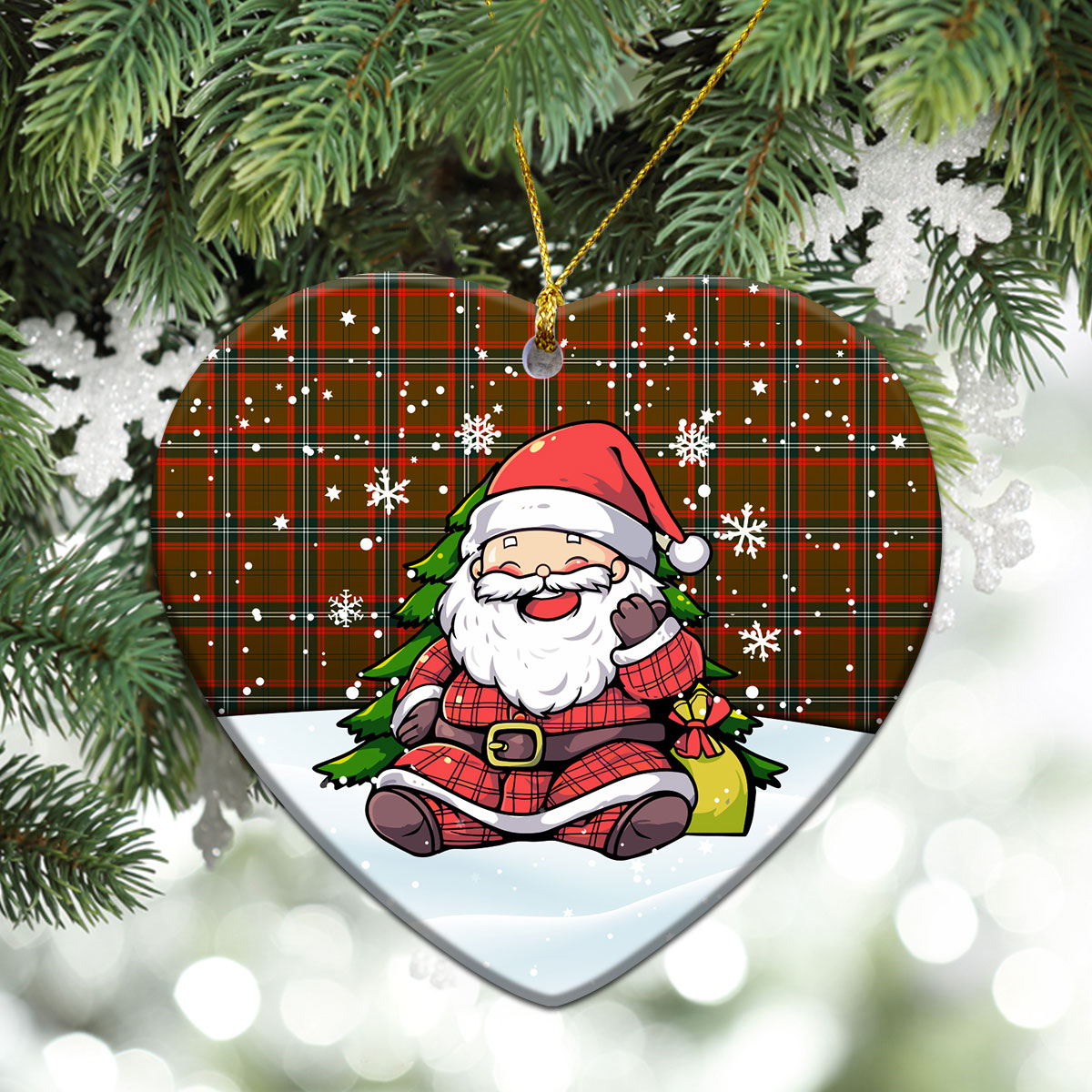 Seton Hunting Modern Tartan Christmas Ceramic Ornament - Scottish Santa Style