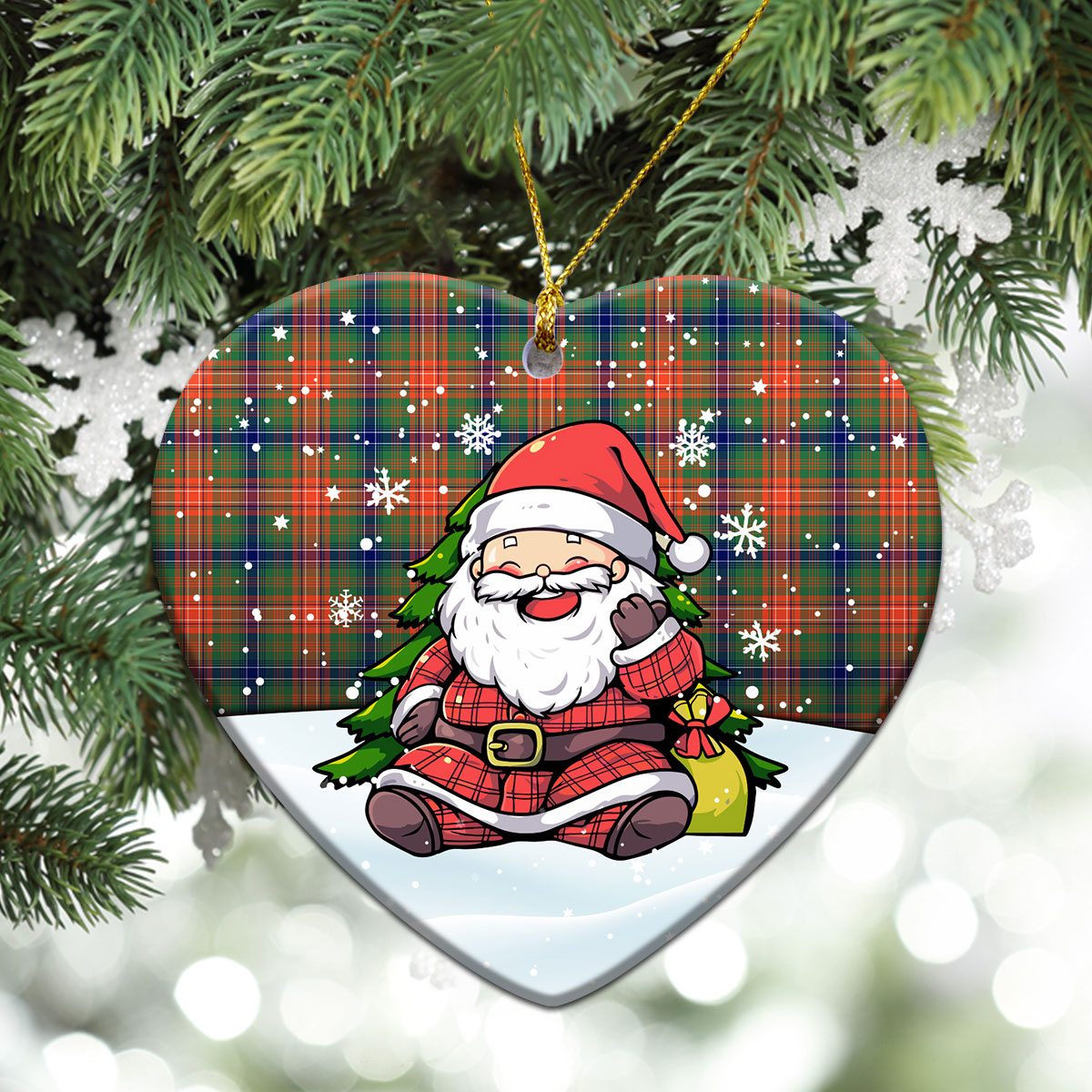 Wilson Ancient Tartan Christmas Ceramic Ornament - Scottish Santa Style
