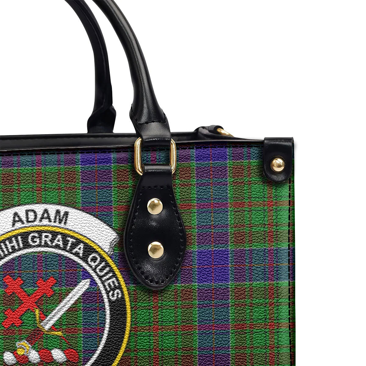 Adam Tartan Crest Leather Handbag