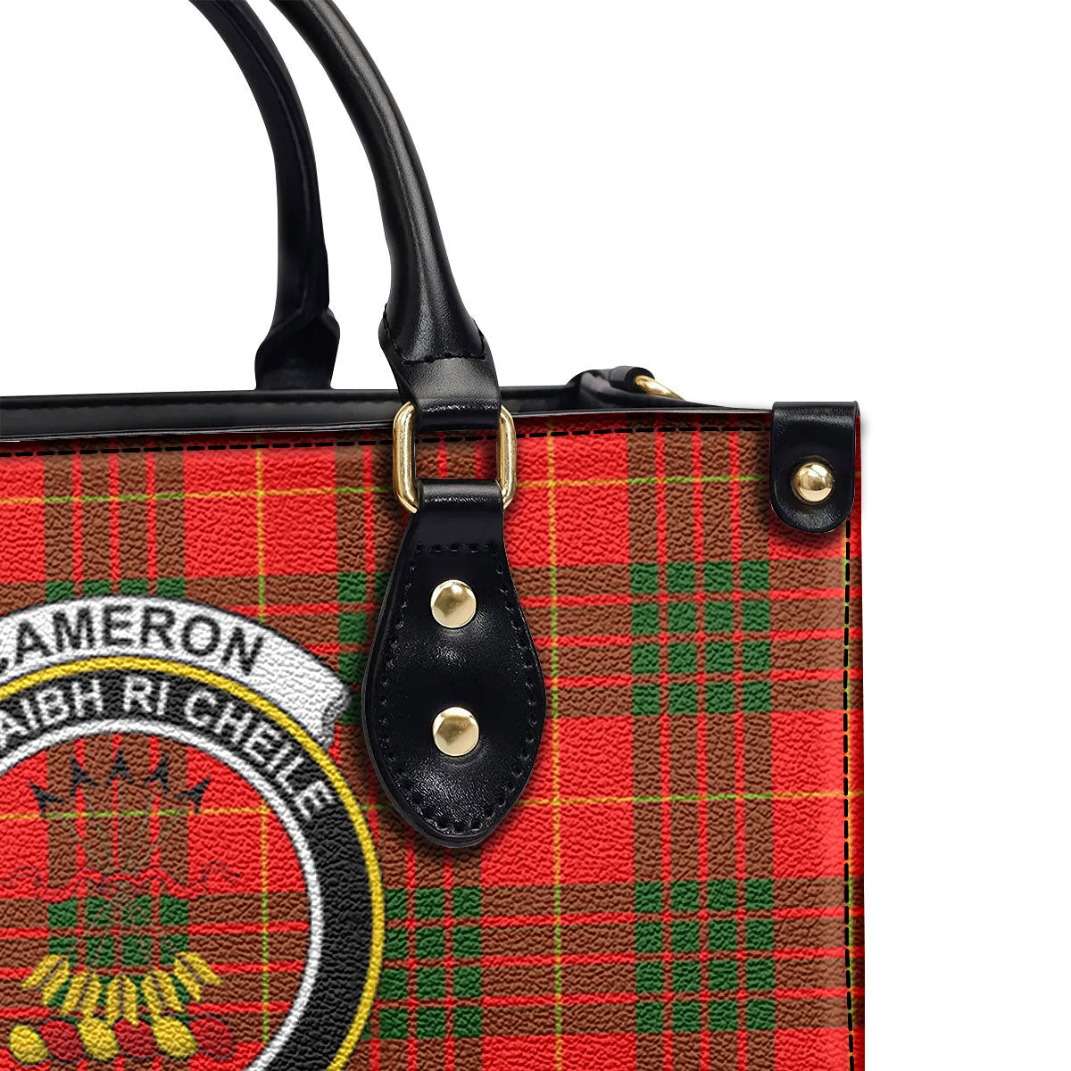 Cameron Modern Tartan Crest Leather Handbag