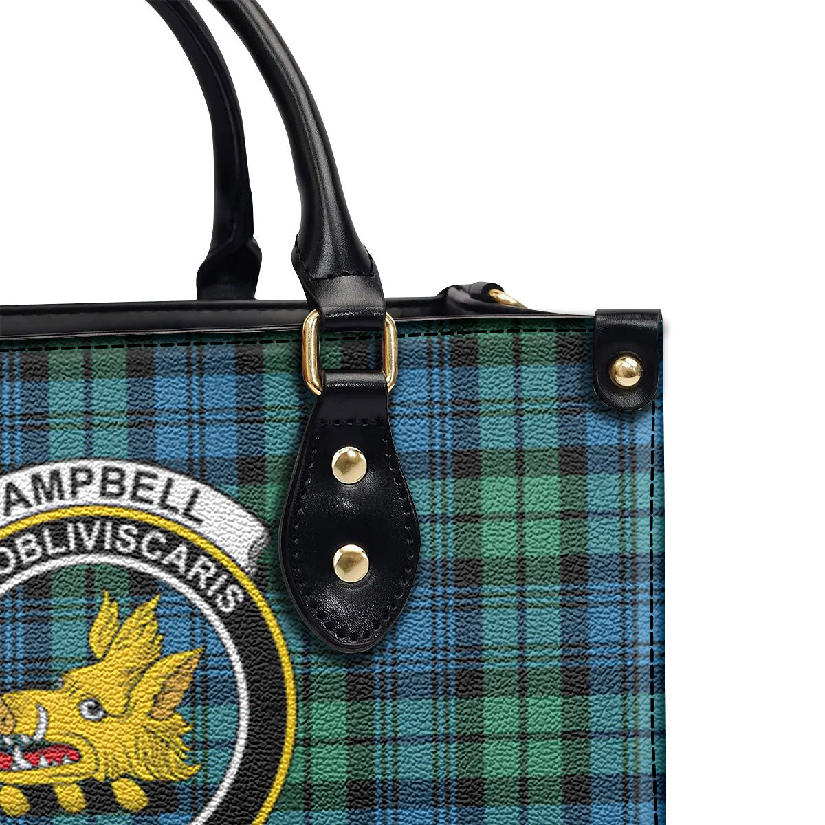 Campbell Ancient 01 Tartan Crest Leather Handbag