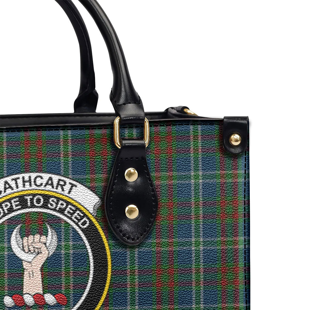 Cathcart Tartan Crest Leather Handbag