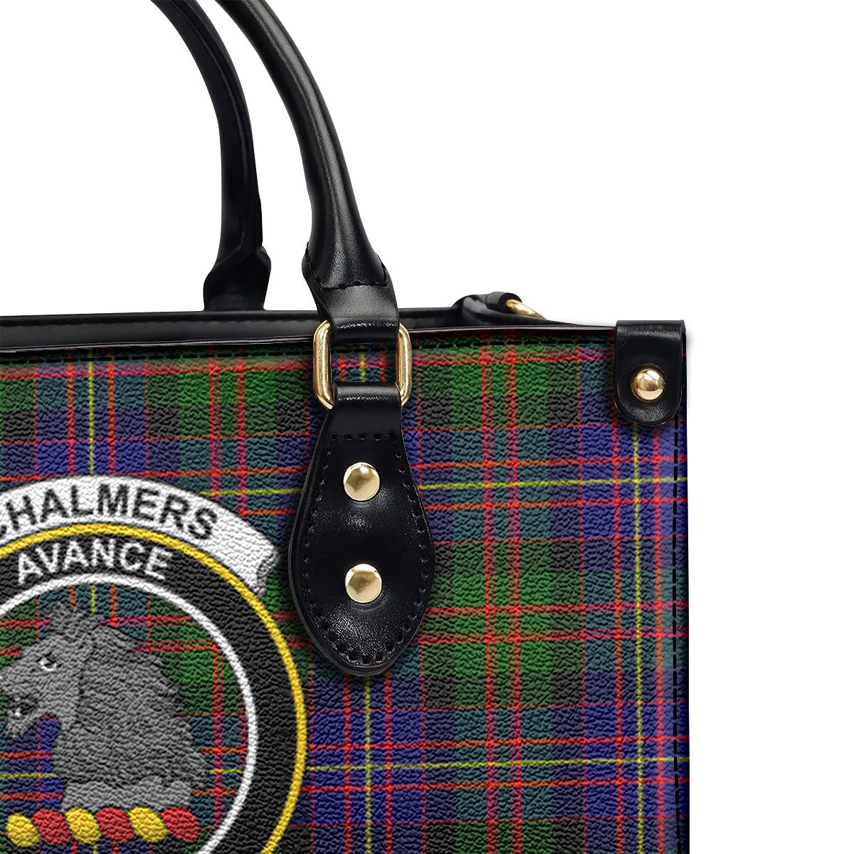Chalmers Tartan Crest Leather Handbag