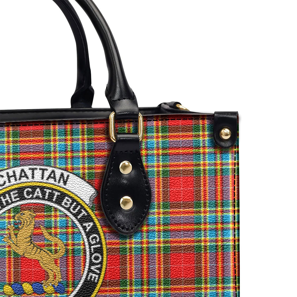 Chattan Tartan Crest Leather Handbag