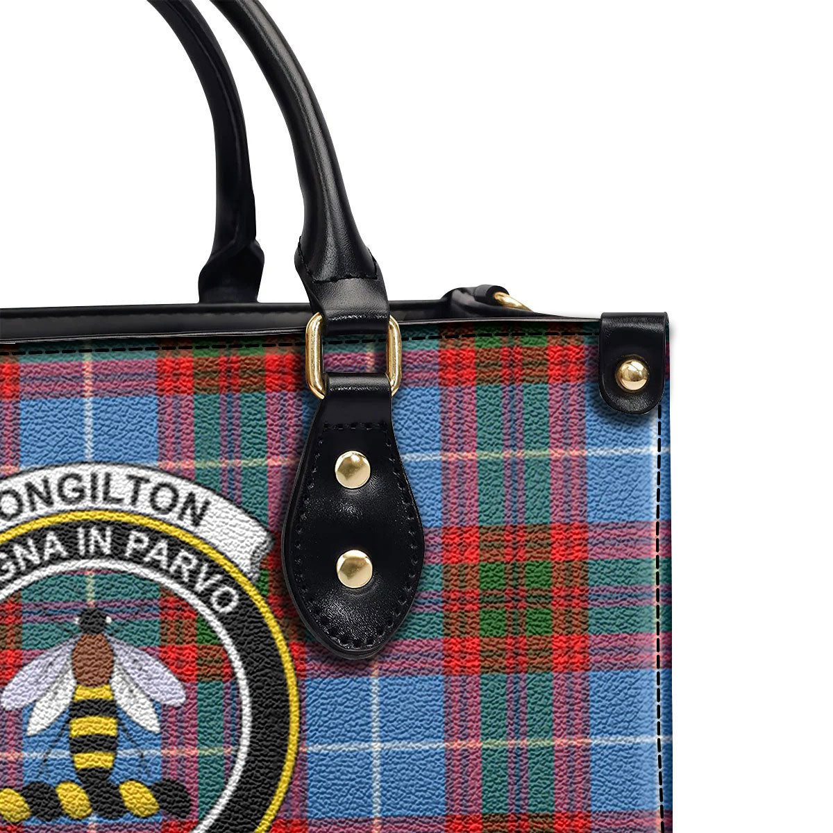 Congilton Tartan Crest Leather Handbag