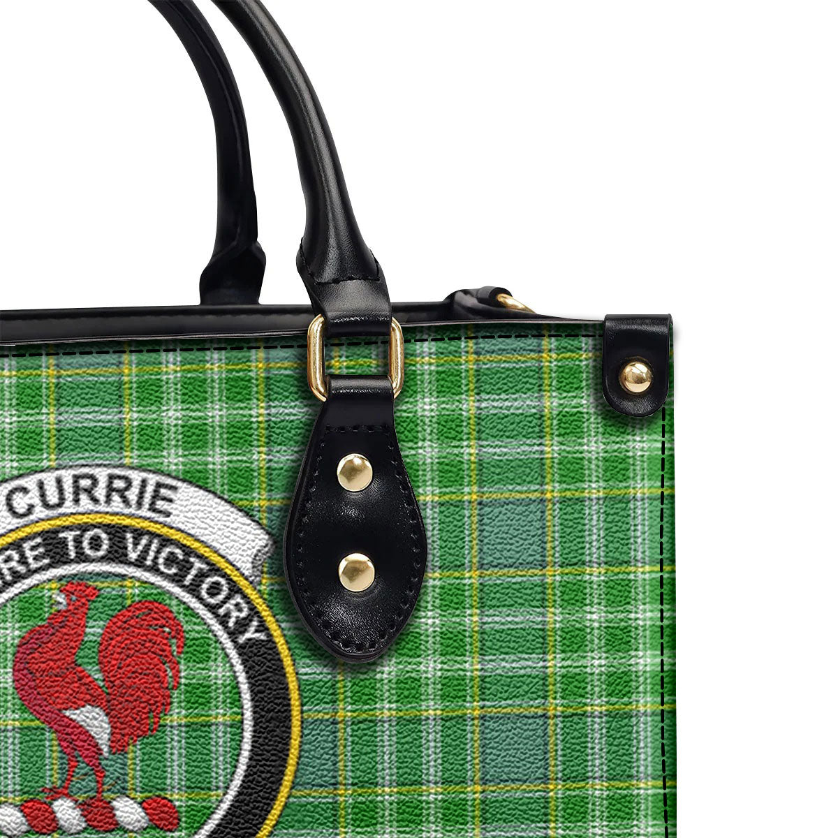 Currie Tartan Crest Leather Handbag