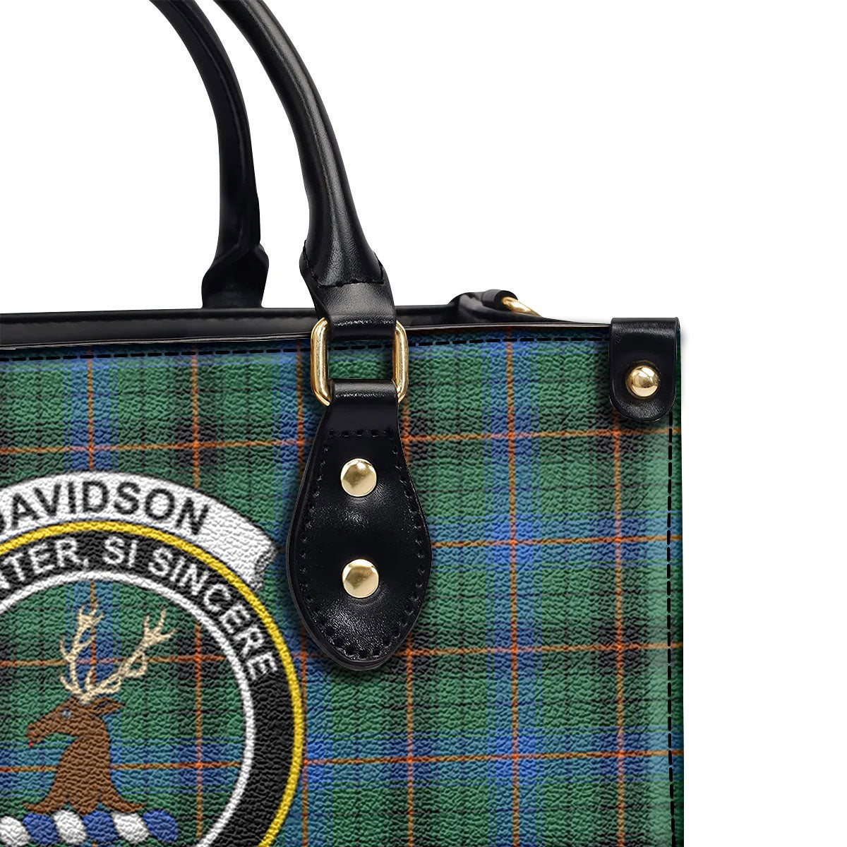 Davidson Ancient Tartan Crest Leather Handbag