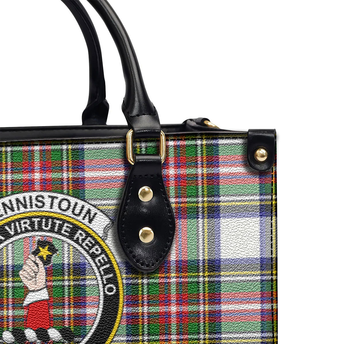 Dennistoun Tartan Crest Leather Handbag